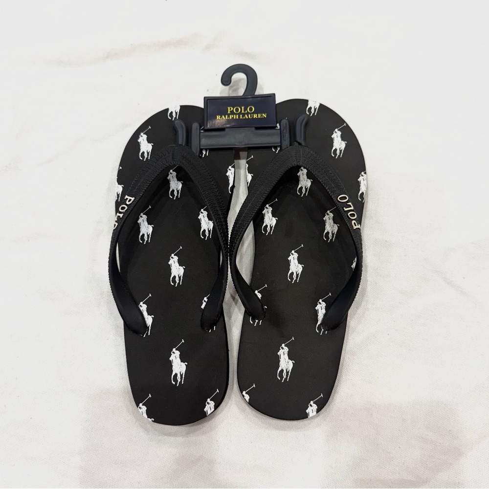POLO RAPH LAUREN 993109 CAMINO JUNIORS SLIP ON SLIDE COLOR BLACK/WHITE